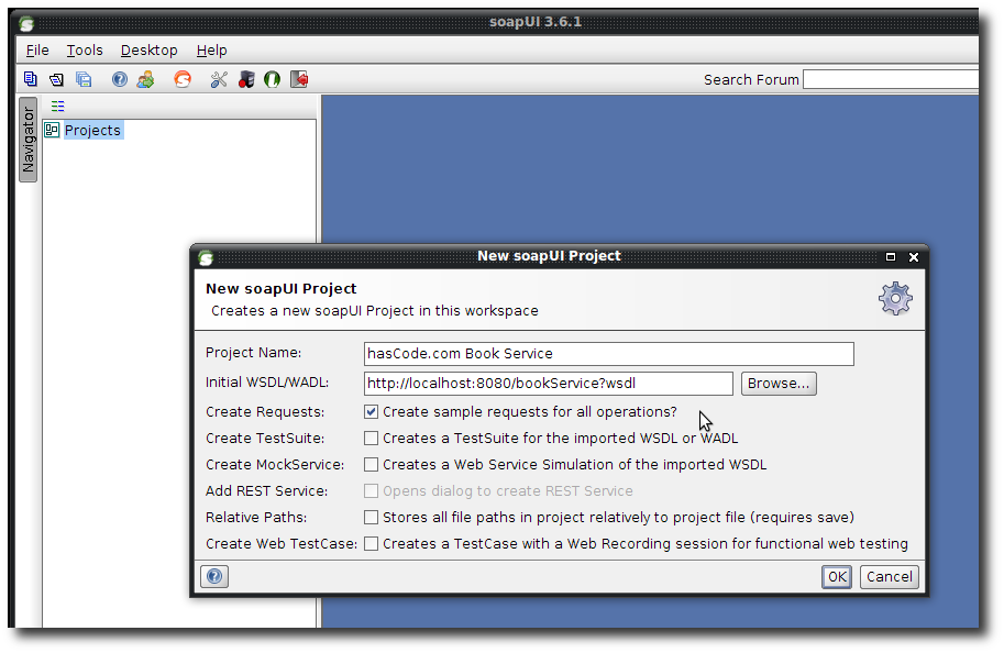 soapUI add project